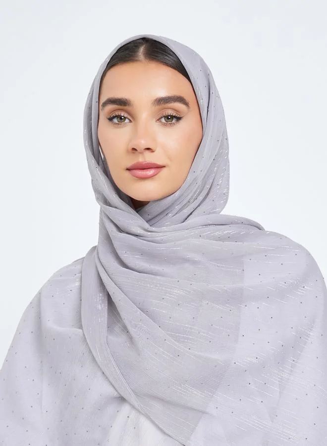 Amirah Grey Embellished Textured Hijab
